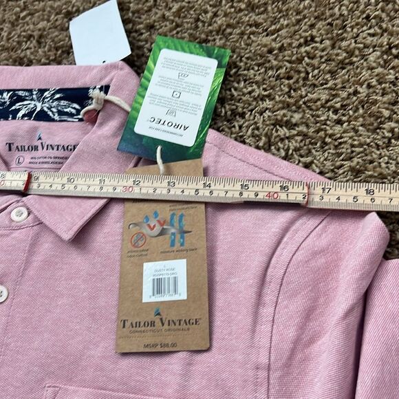 NWT Tailor Vintage Airotec Birdseye Polo Shirt‎ Dusty Rose Size Large - Picture 11 of 13